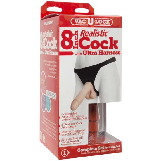 Страпон Doc Johnson - Realistic Ultra Harness 8"